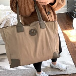 Tory Burch Nylon Taupe Tote